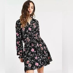 Free People size medium Lighten Up floral mini dress in black